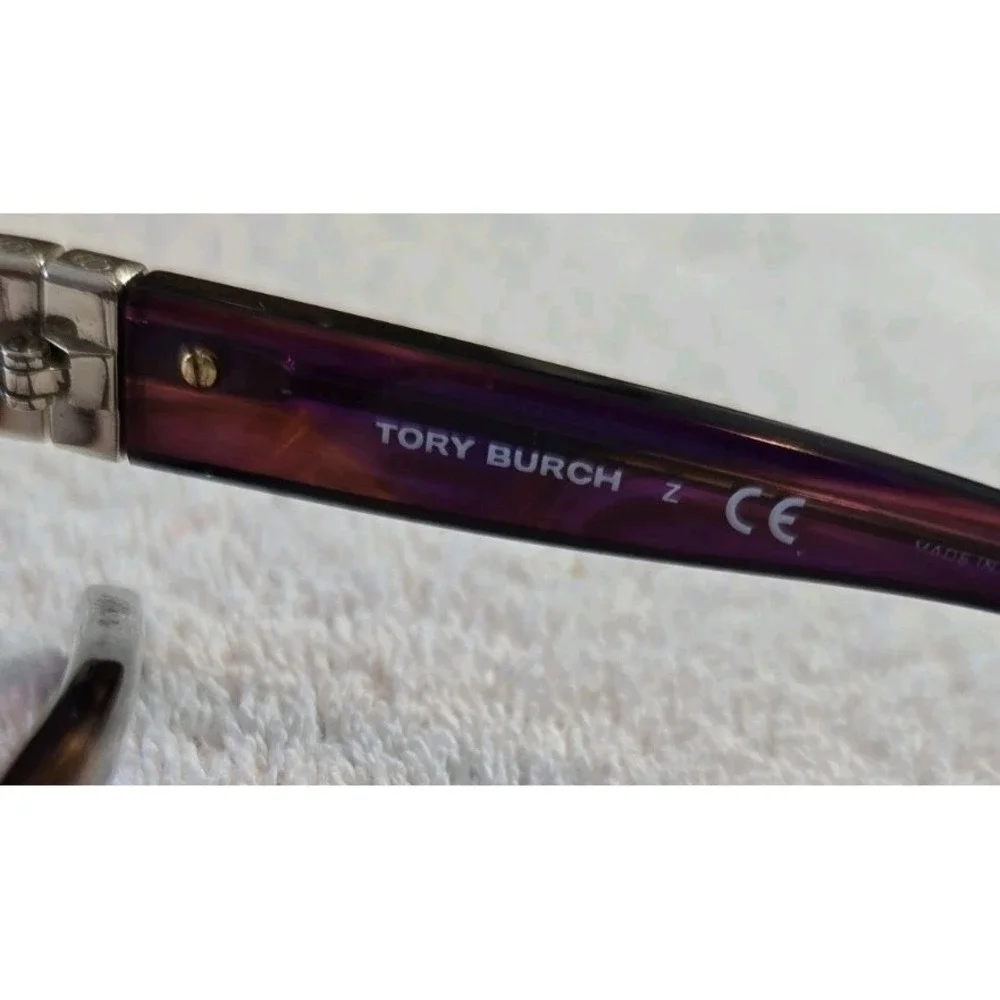 Tory Burch Brown With Purple Tint Eyewear with Gold Accent With Prescription Len